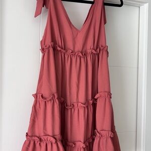 Ruffled Pink Sleeveless Dress